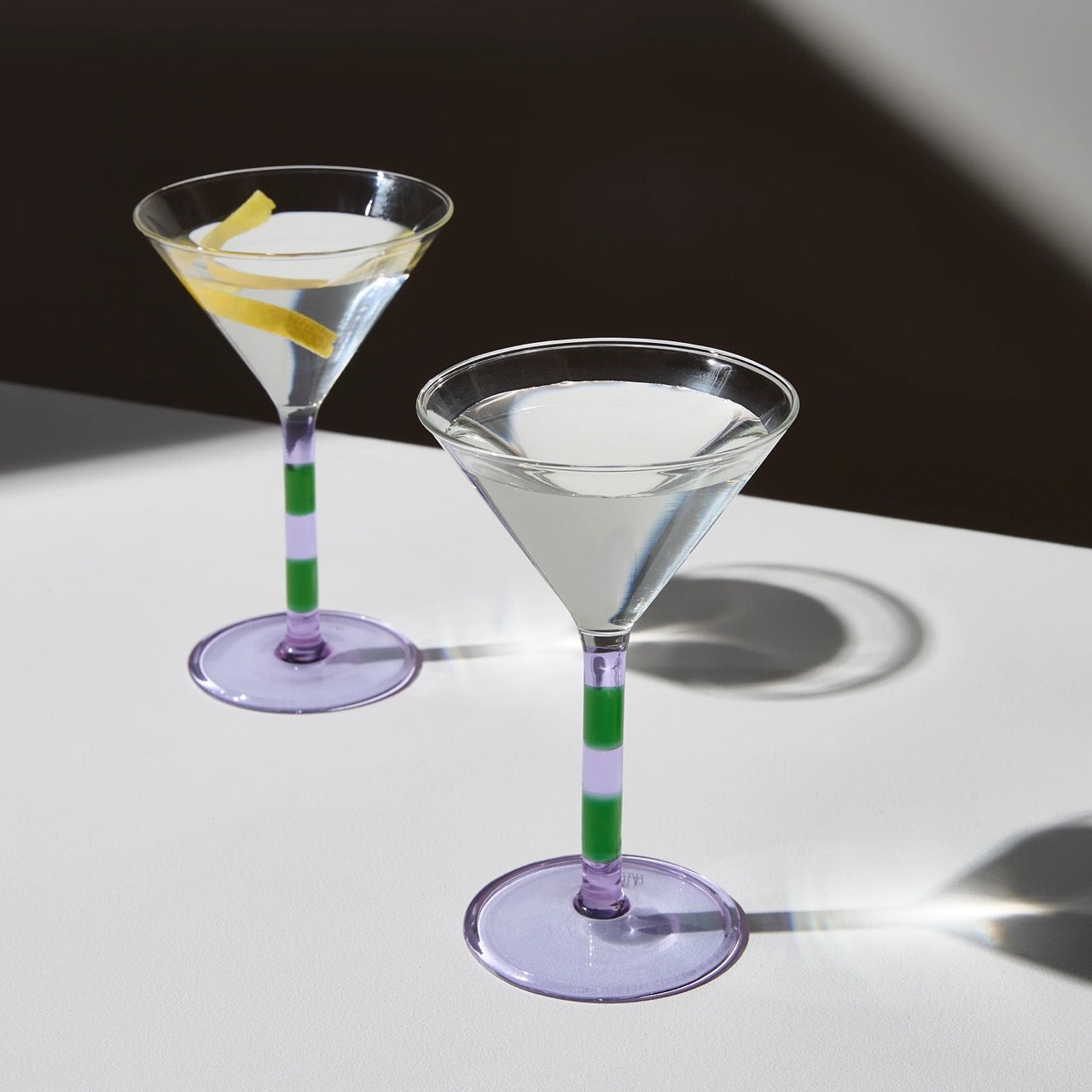 Striped Martini Glasses Set of 2
