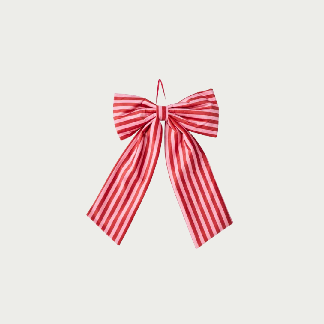 Merry Bengal Stripe Bow 60 x 100cm – Red/Pink