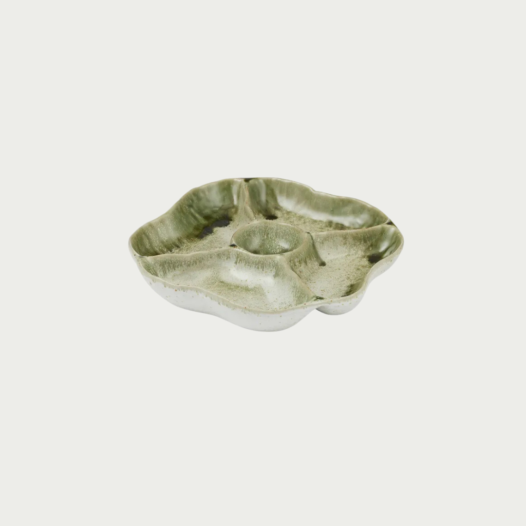 Urna Ceramic Divided Dish 24x3.5cm Olive