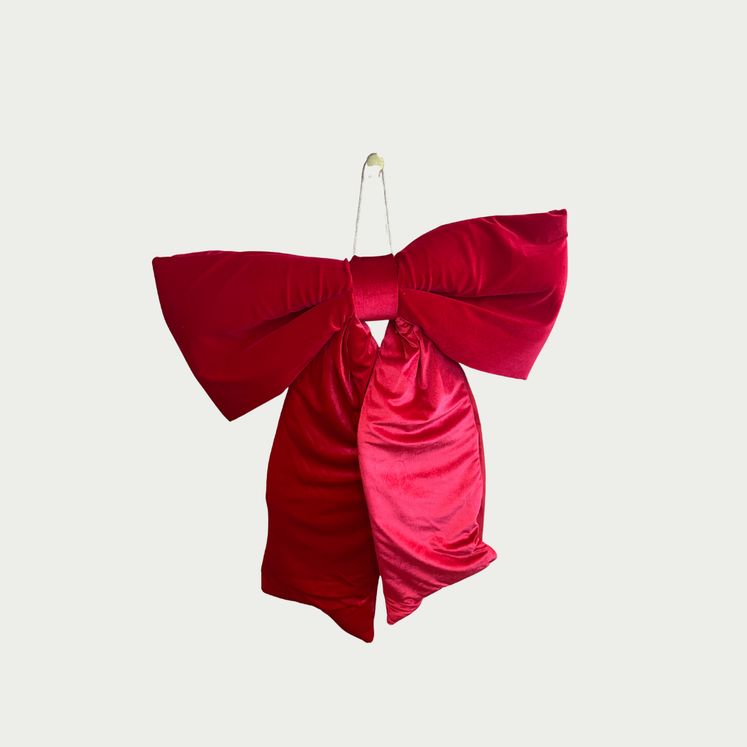 Noel Door Bow Velvet 80 x 105cm – Red