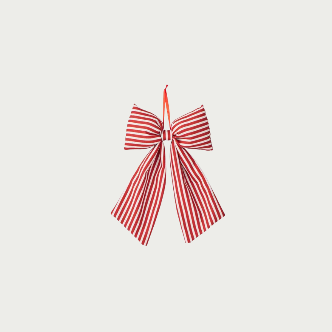 Red & White Stripe Bow 30cm