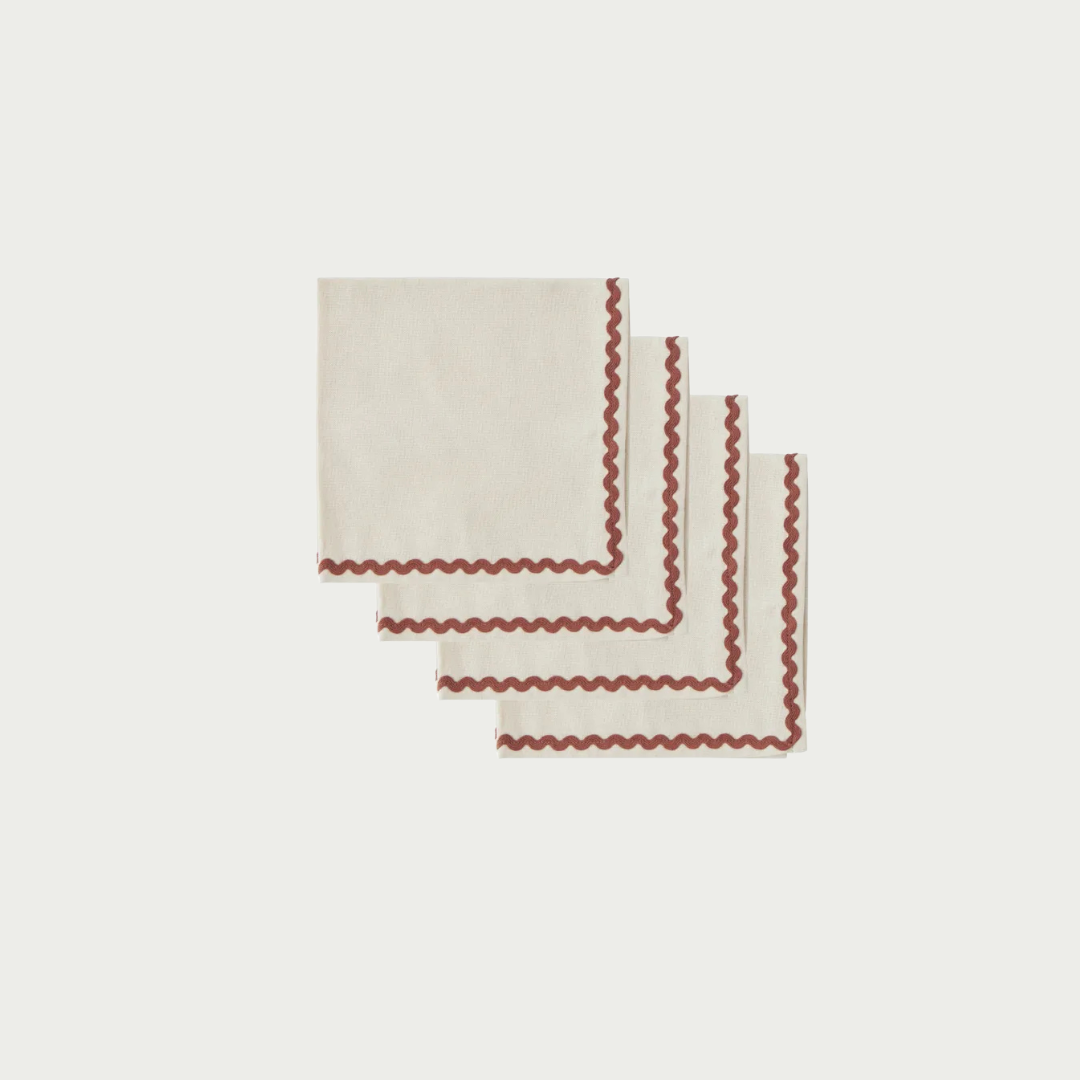Orla S/4 Cotton Napkins 40cm Ivo/Russet
