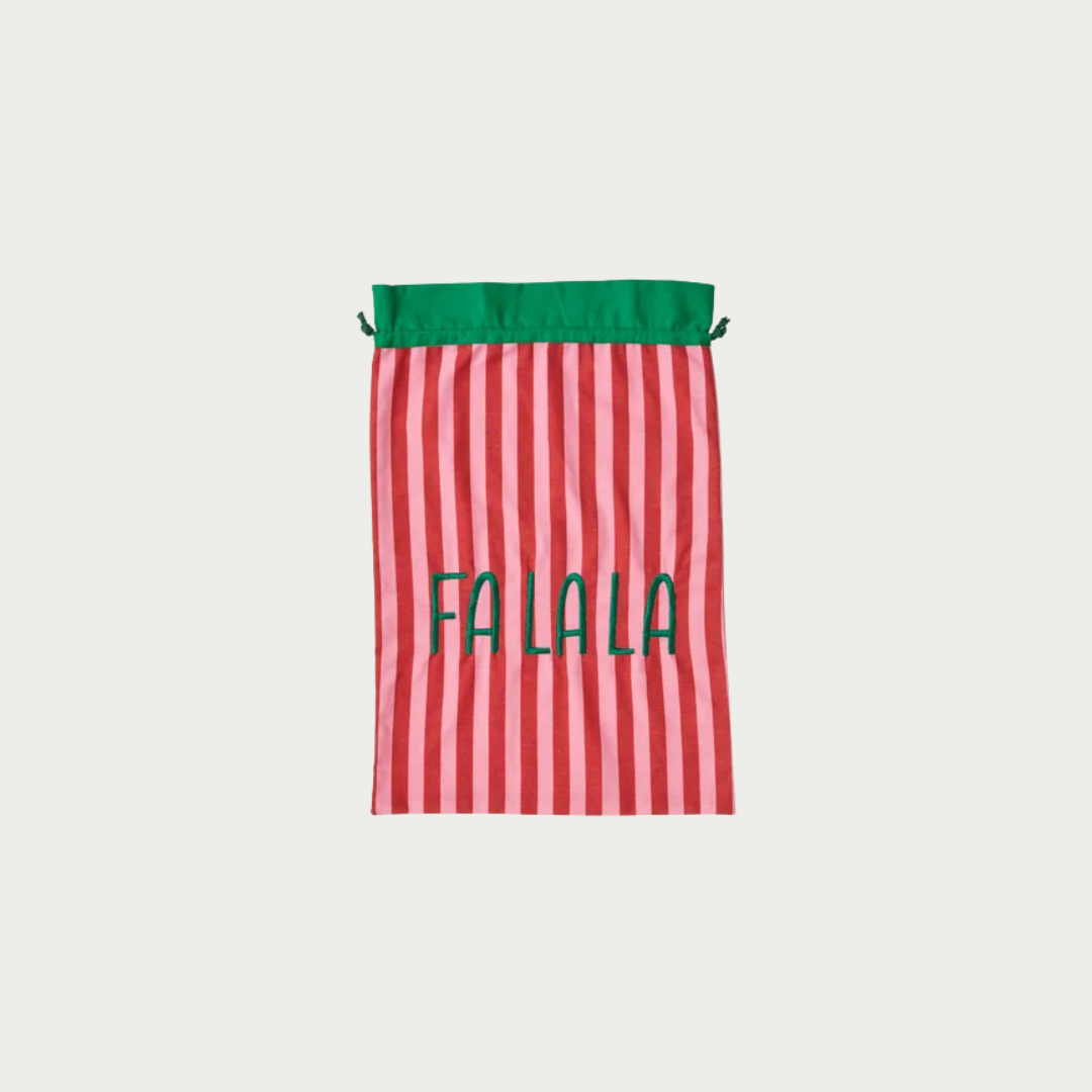 Fa La La Santa Sack 40 x 60cm – Red/Green