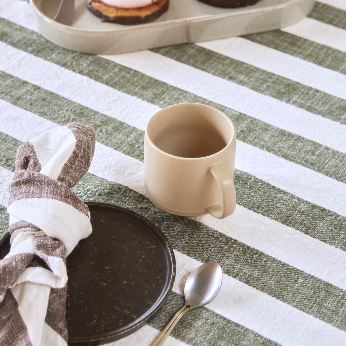 Striped Tablecloth - Olive