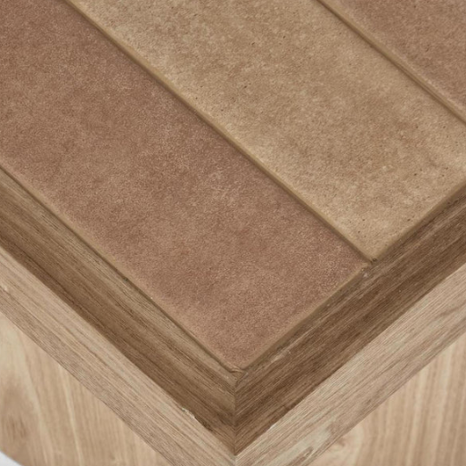 Top view Atelier Coffee Table with tile top in natural and blush tones at good huis co Geelong. for neutral living spaces. square in shape