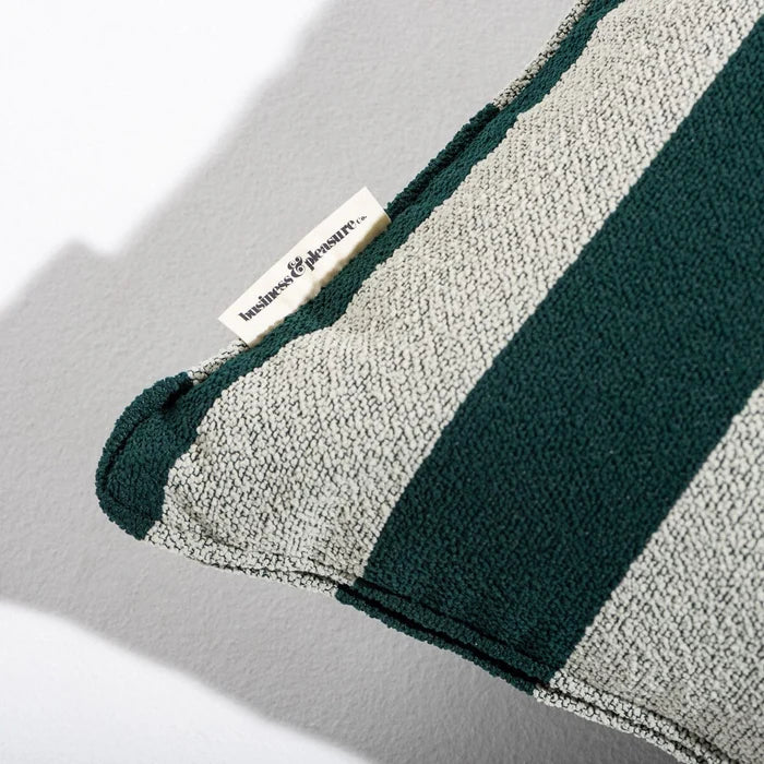 Business and pleasure euro terry green stripe outdoor cushion