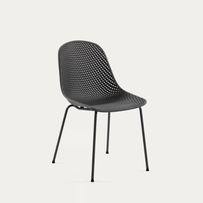 Black alfresco outdoor dining chair stackable lightweight durable 