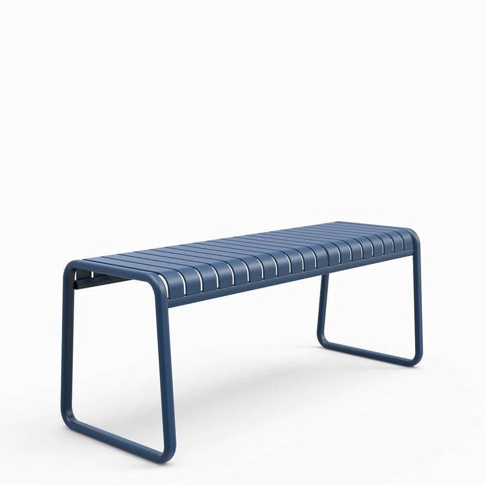 Blue outdoor bench seat by Zaneti that is durable and sold in Geelong 