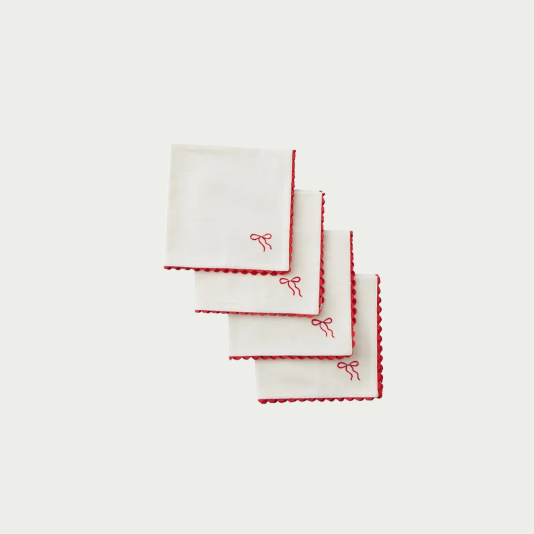 Bow emb napkins Christmas