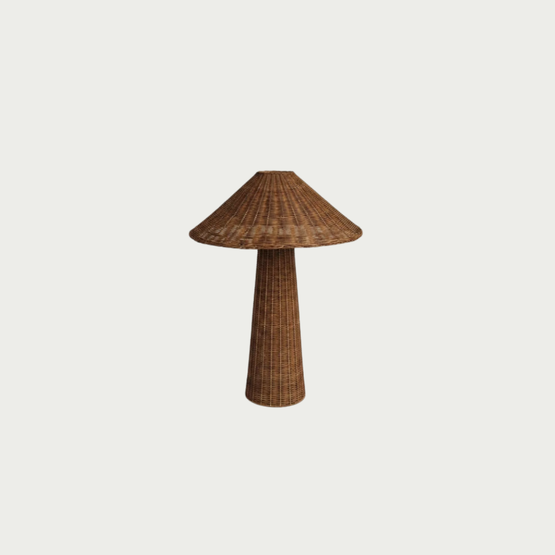 Brown rattan warm light desk or side table lamp 