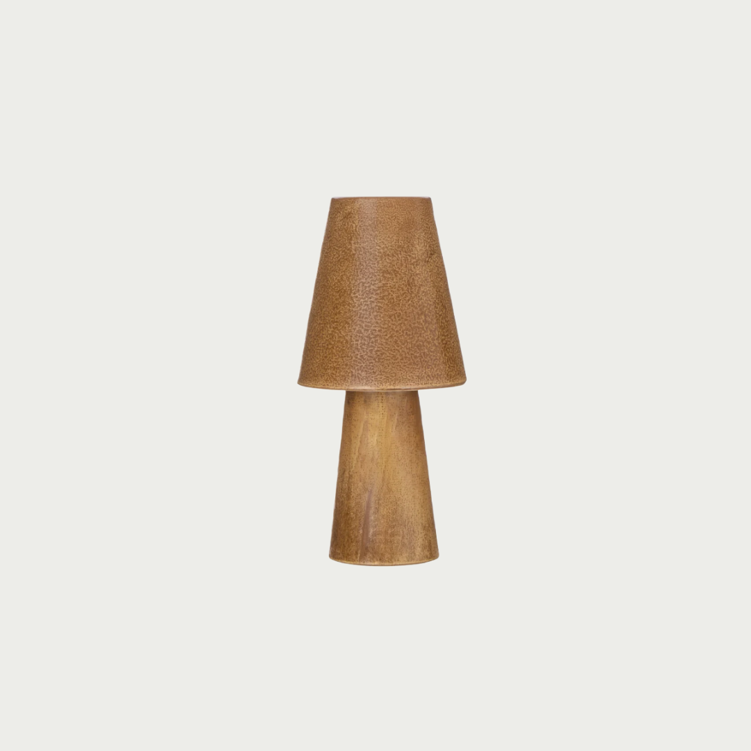 side table or bed side lamp in a brown natural look ceramic