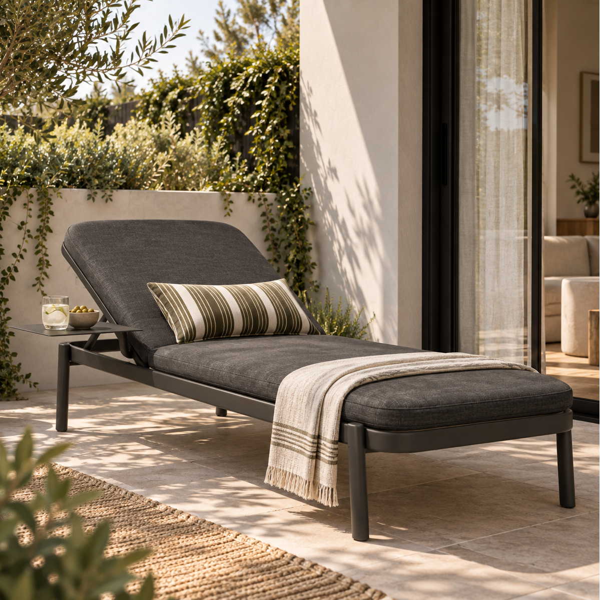 Charcoal Sun lounge good for small space alfresco 