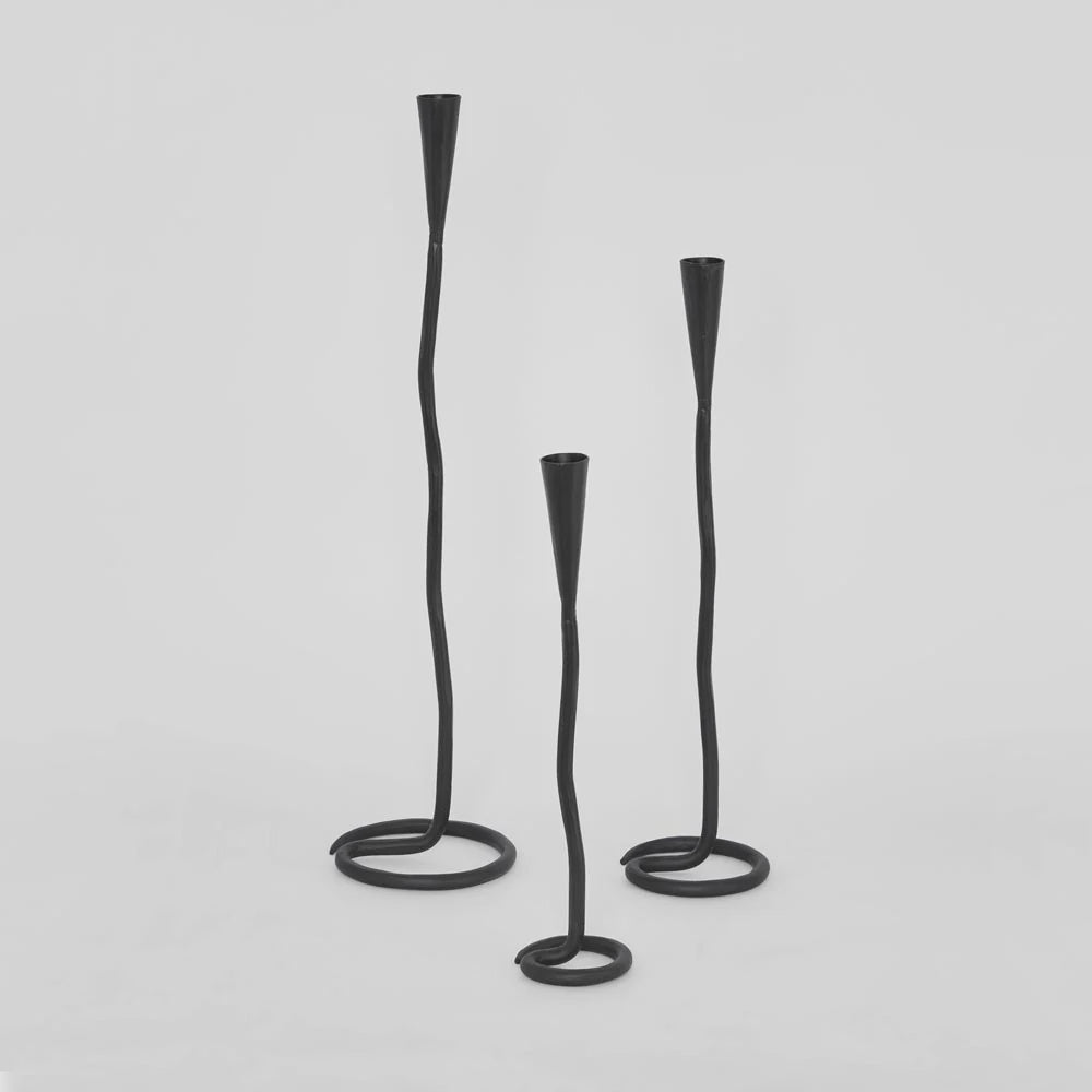 Mordan Black Forged Iron Candle Holders