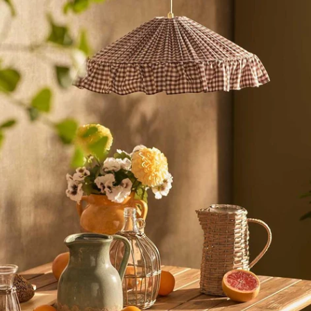 Gingham cotton pendant lightshade
