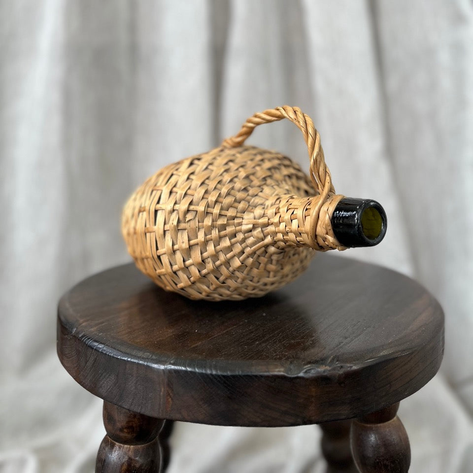 Vintage Glass and Wicker Jug