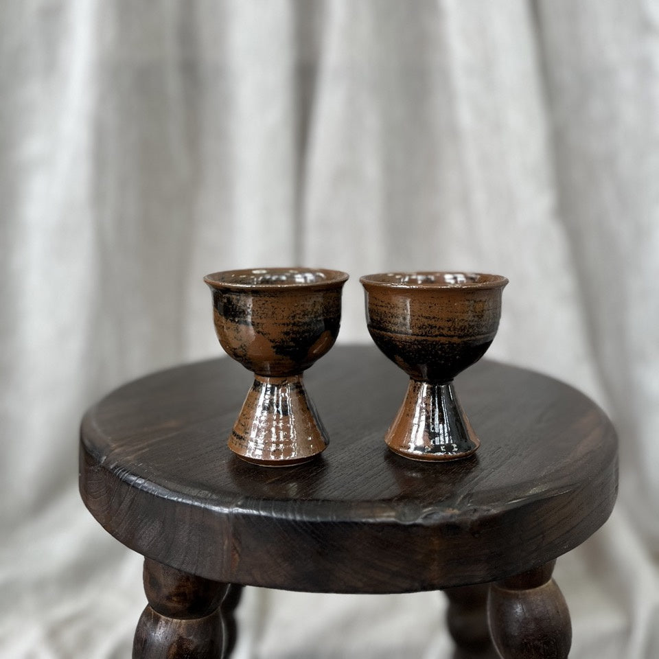 Vintage Set of 2 Brown Goblets