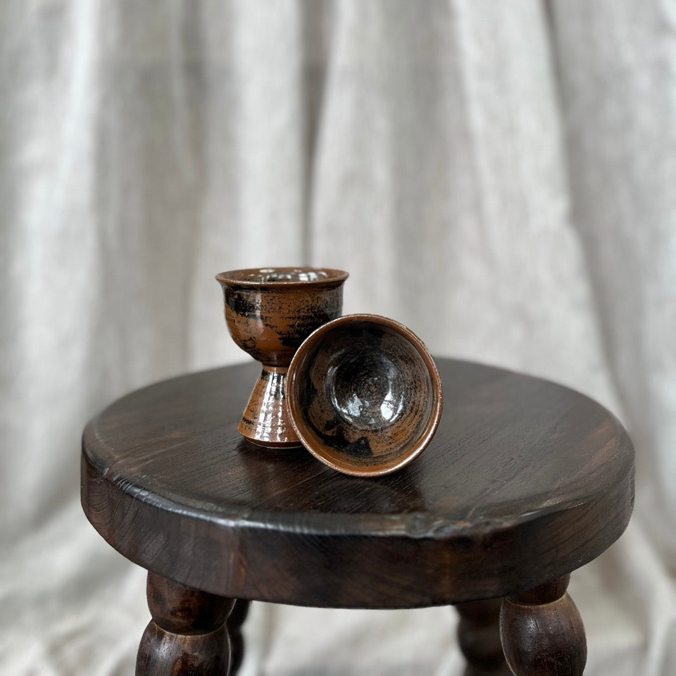 Vintage Set of 2 Brown Goblets