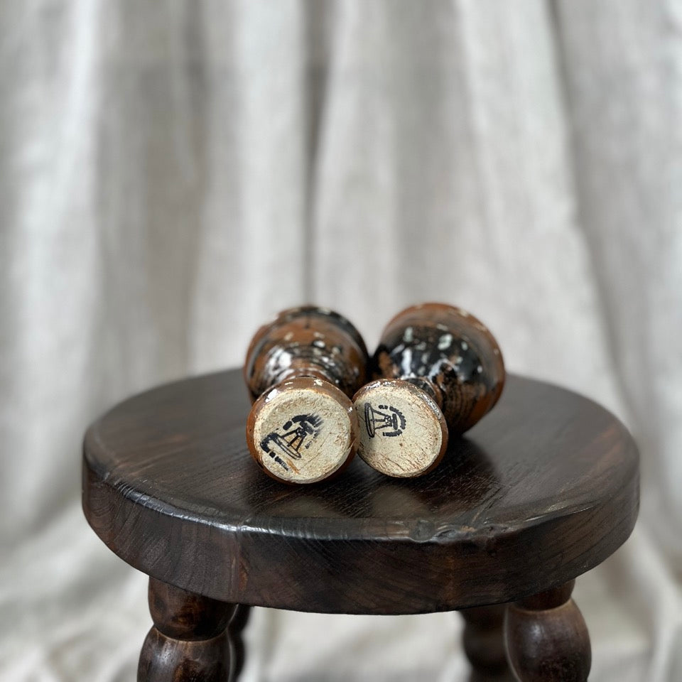 Vintage Set of 2 Brown Goblets