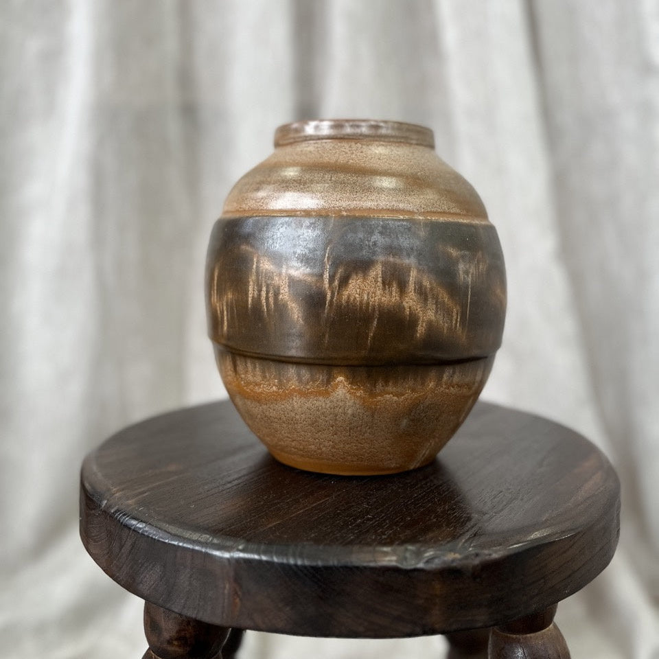 Vintage Brown Round Vase
