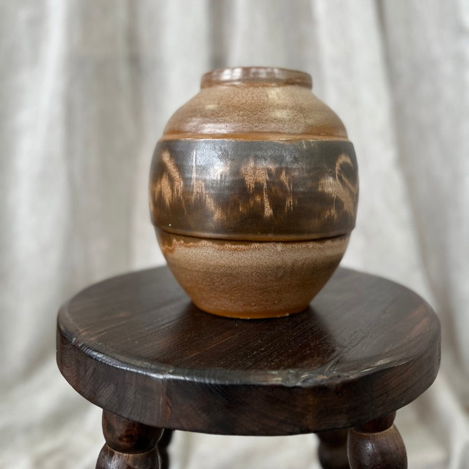 Vintage Brown Round Vase
