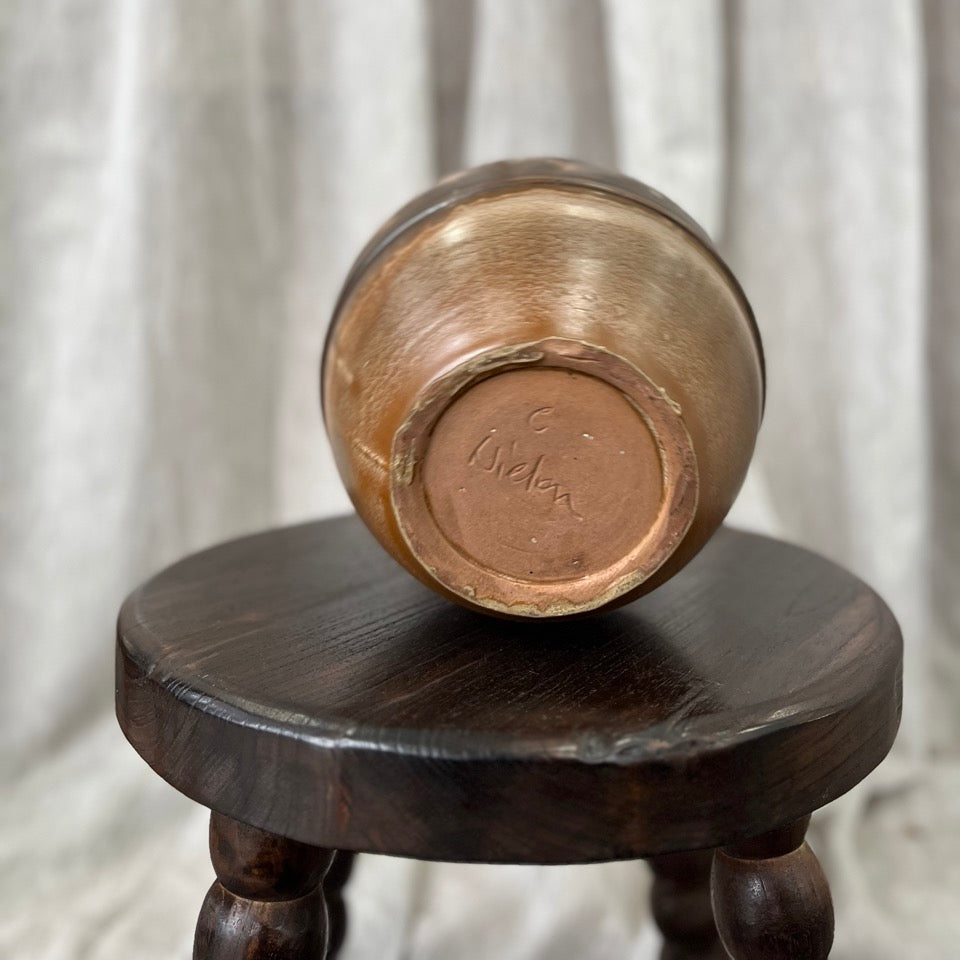 Vintage Brown Round Vase