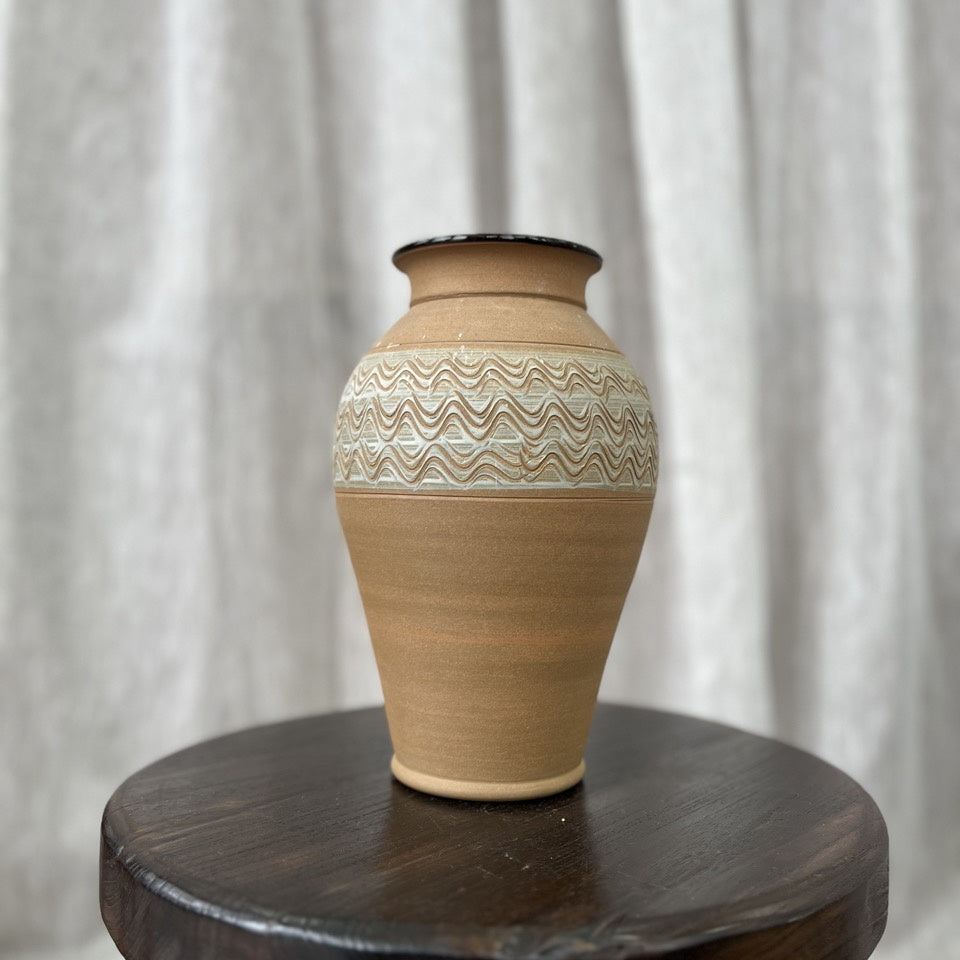 Vintage Terracotta and Blue Vase