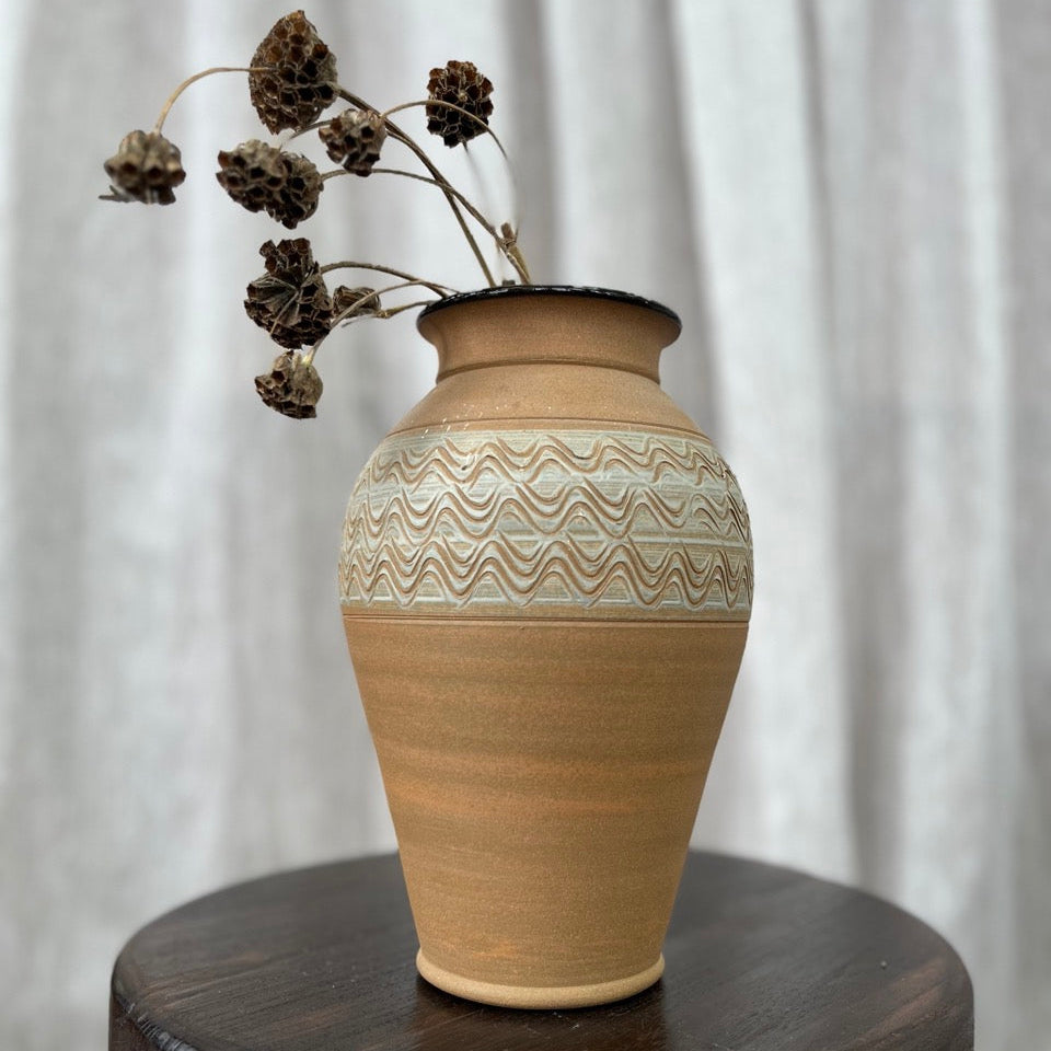 Vintage Terracotta and Blue Vase