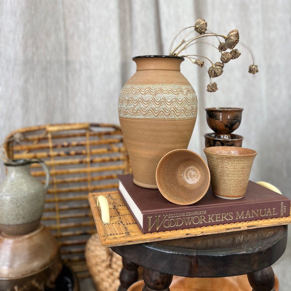 Vintage Terracotta and Blue Vase