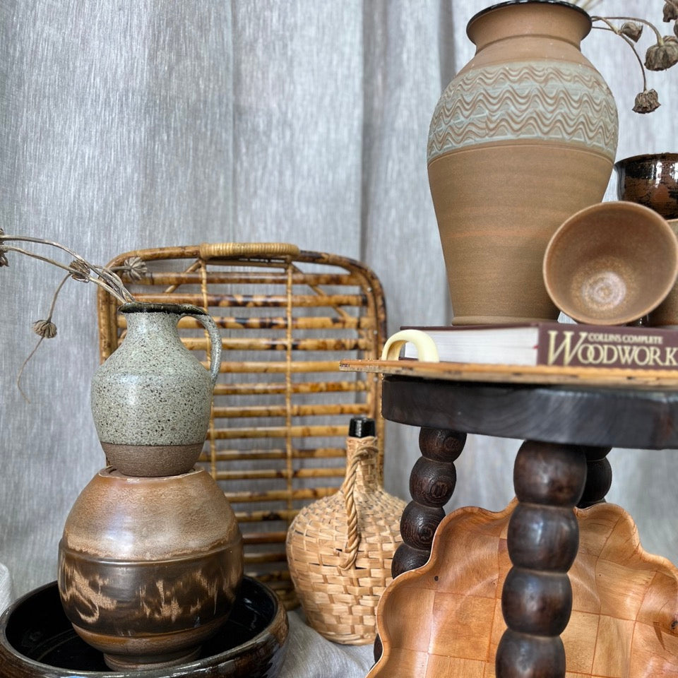 Vintage Glass and Wicker Jug