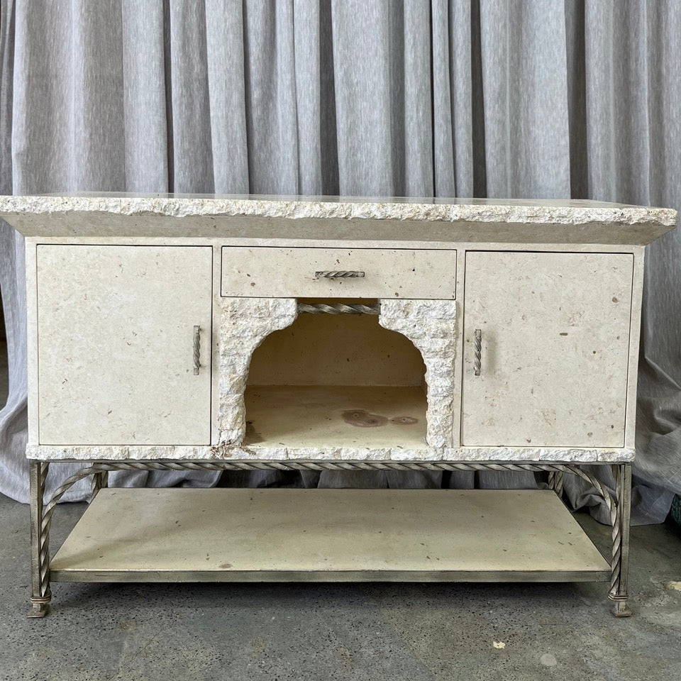 Vintage Fossil Stone Console