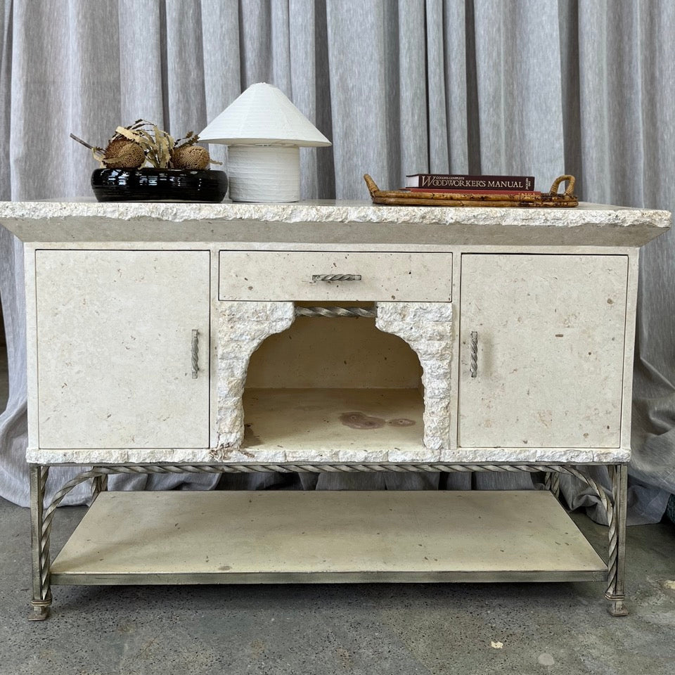 Vintage Fossil Stone Console