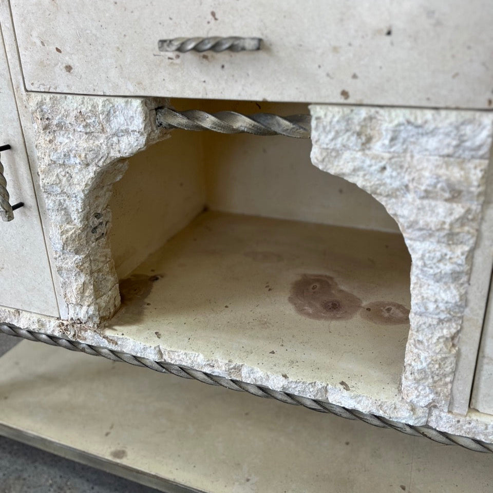 Vintage Fossil Stone Console