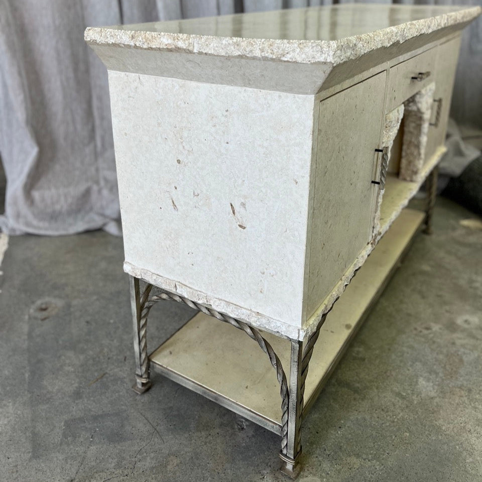 Vintage Fossil Stone Console