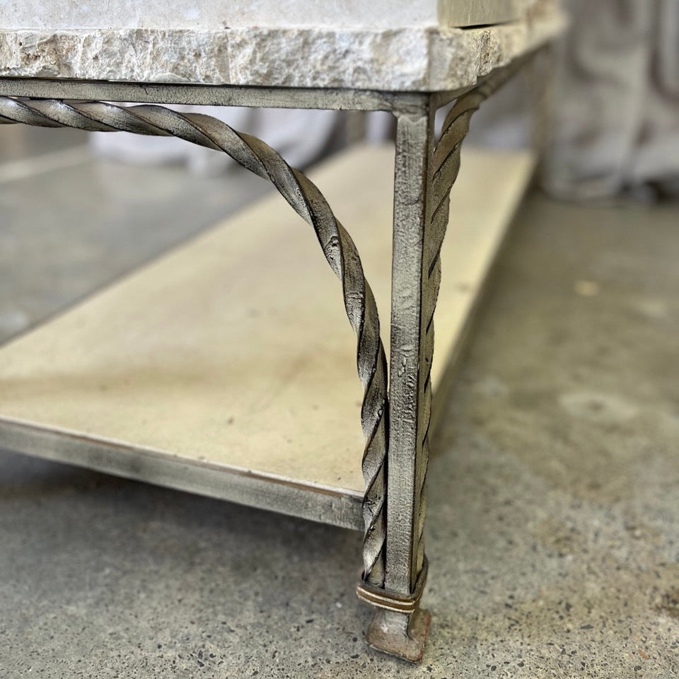 Vintage Fossil Stone Console