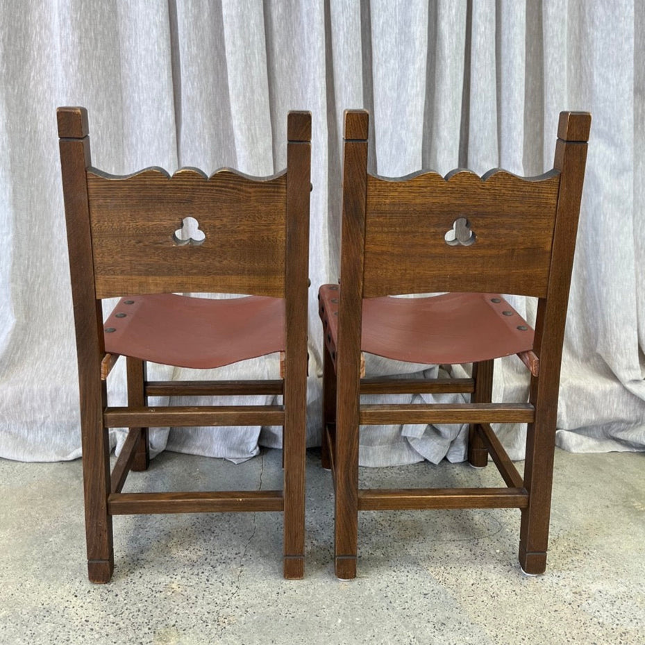 Vintage Brutalist Leather Dining Chair Set of 6