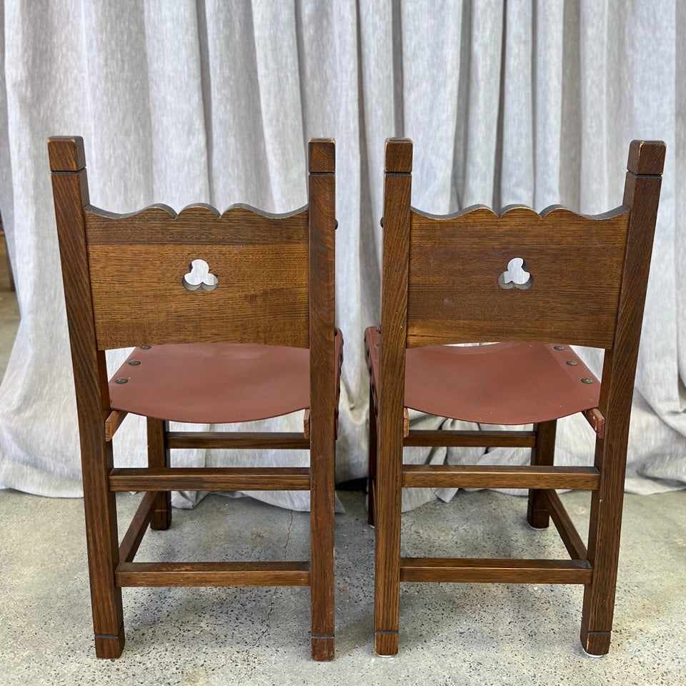 Vintage Brutalist Leather Dining Chair Set of 6