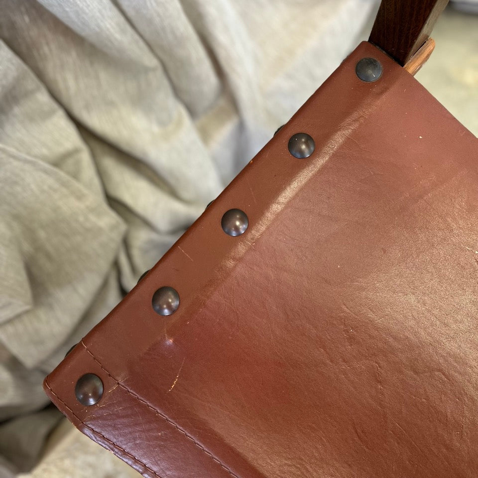 Vintage Brutalist Leather Dining Chair Set of 6