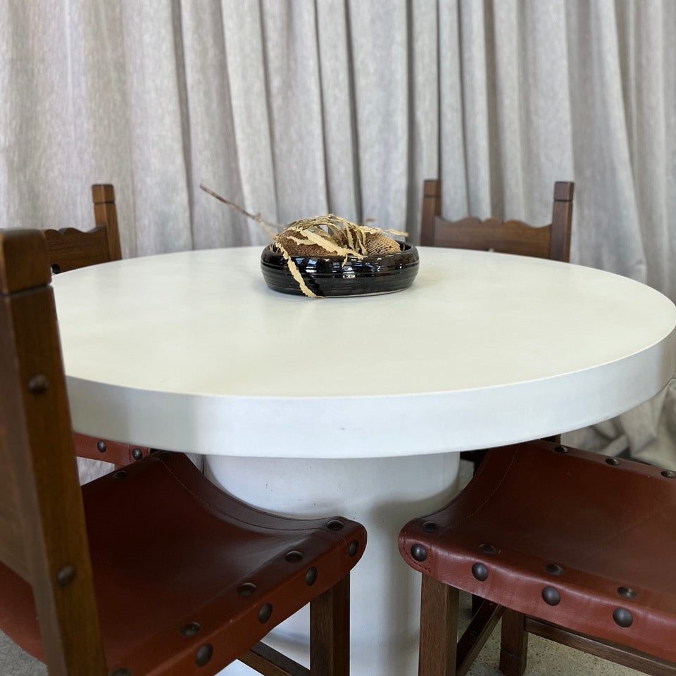 Vintage Brutalist Leather Dining Chair Set of 6