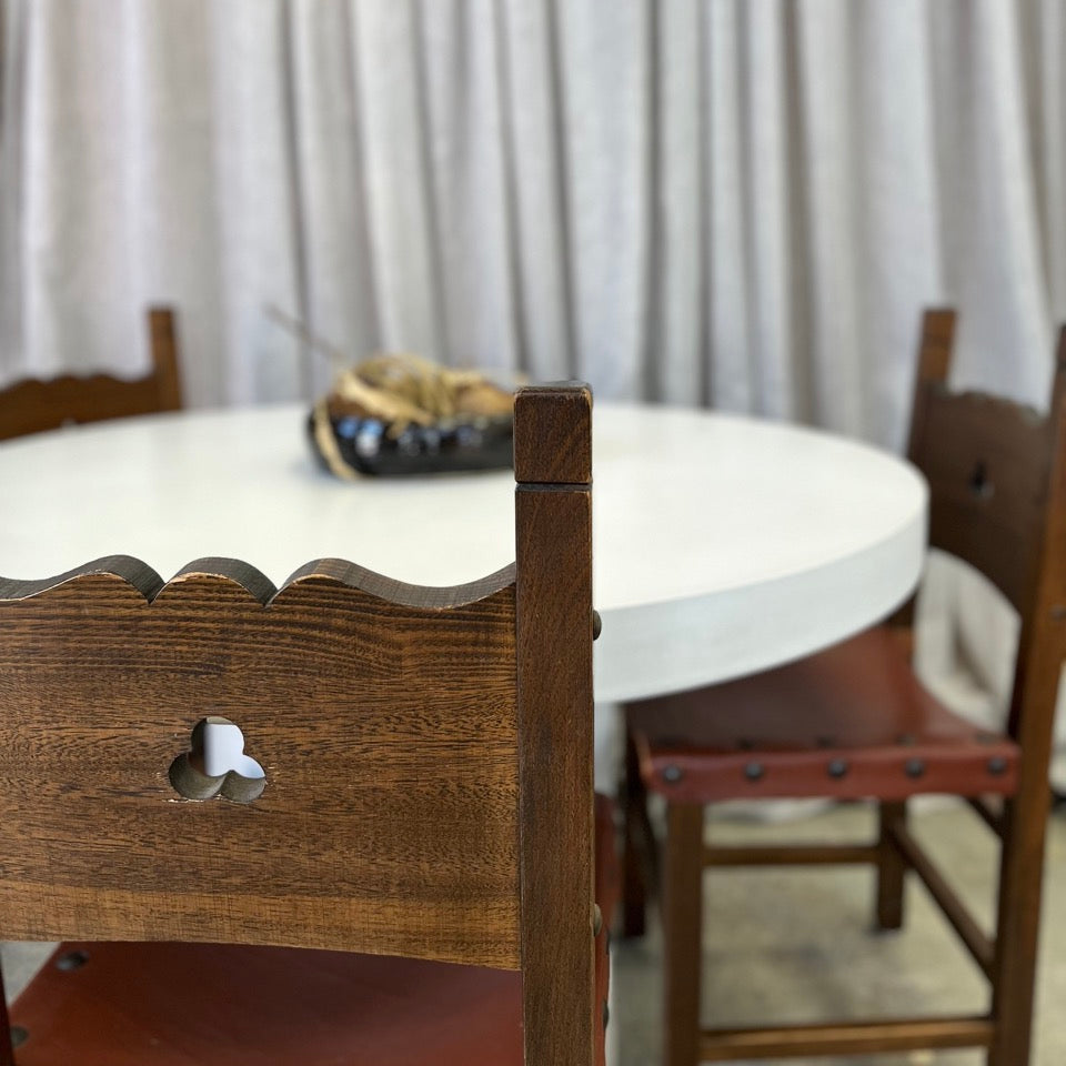 Vintage Brutalist Leather Dining Chair Set of 6