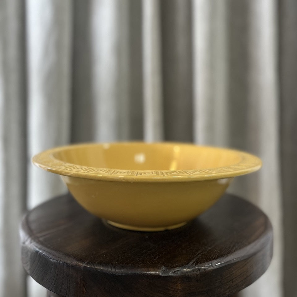 Vintage Yellow Grecian Key Bowl