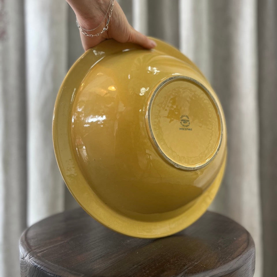 Vintage Yellow Grecian Key Bowl