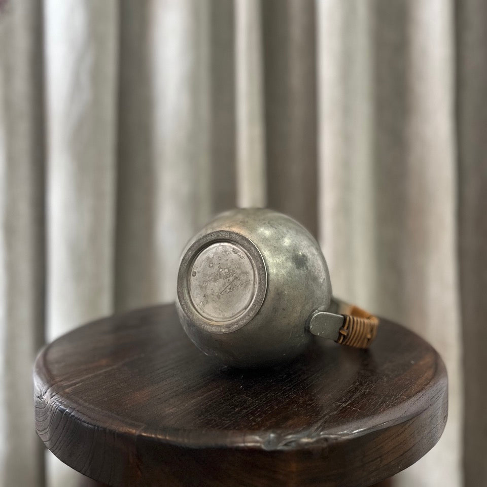 Vintage Pewter Jug With Leather Handle