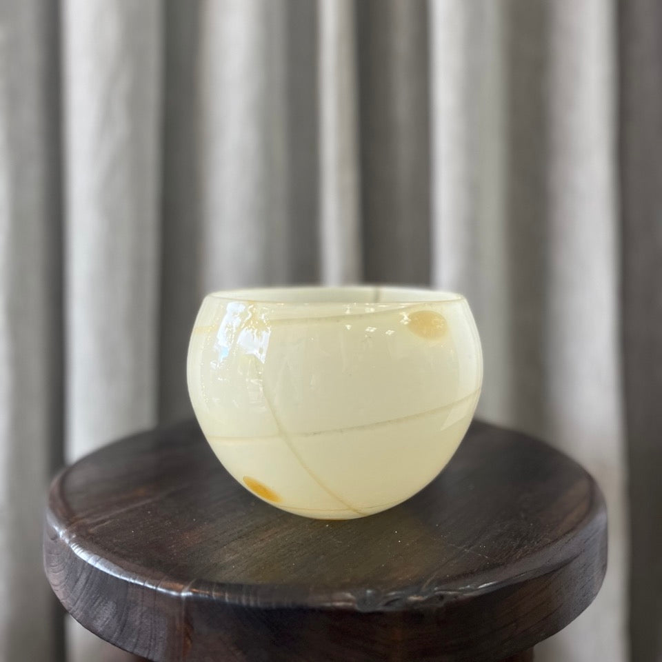 Vintage Butter Yellow Art Glass Vase