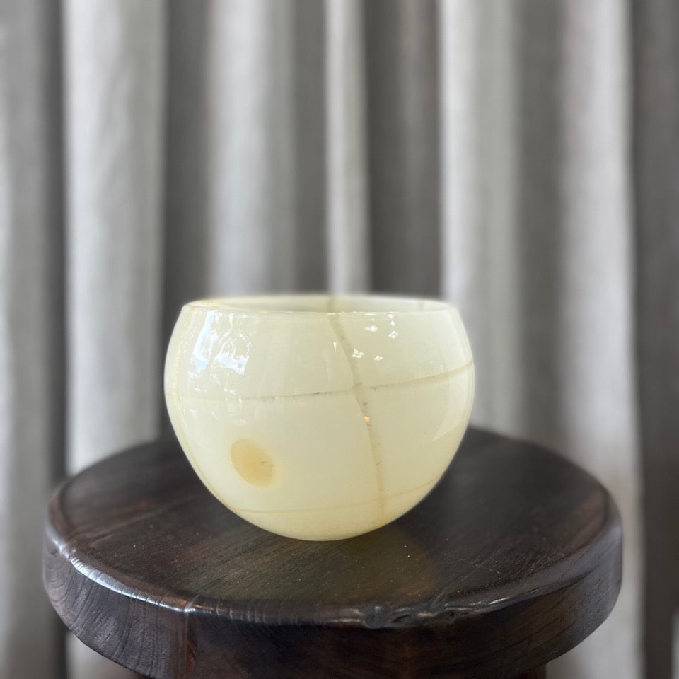 Vintage Butter Yellow Art Glass Vase