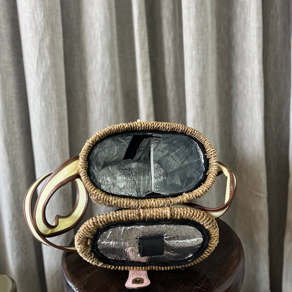 Vintage Wicker Wine Cooler Bag