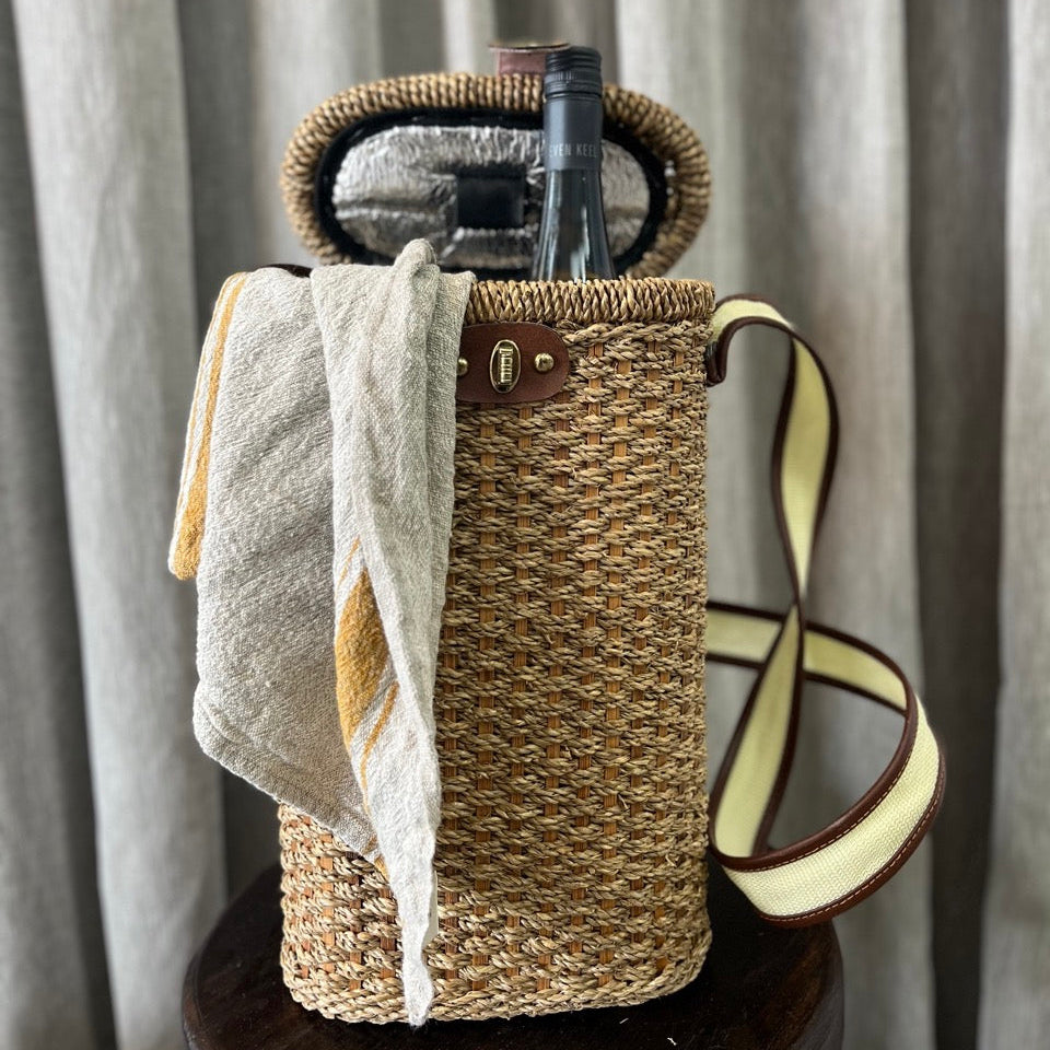 Vintage Wicker Wine Cooler Bag