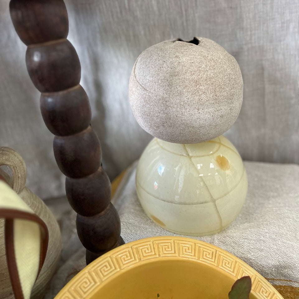 Vintage Butter Yellow Art Glass Vase