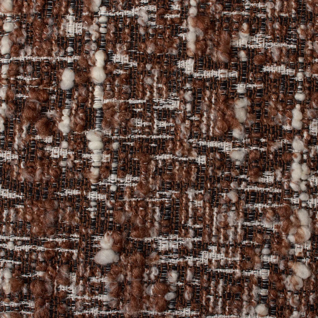 Laurie Occasional Chair in Brown, armless slipper-style silhouette in textured patterned fabric.