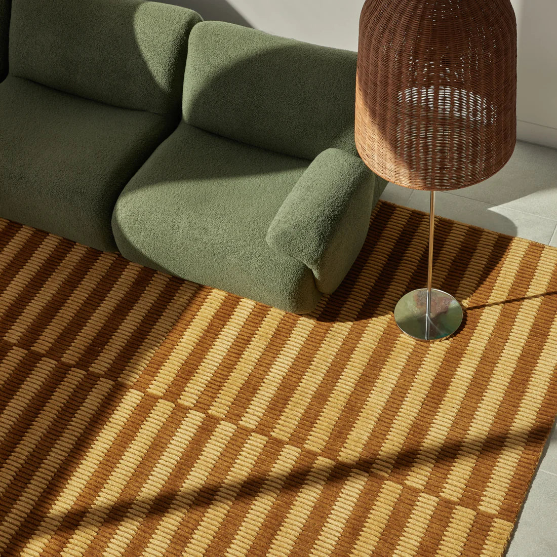 Fawn Linea wool rug in a warm sandy neutral — handloomed textural detail, Elan & Earth at Good Huis Co Geelong