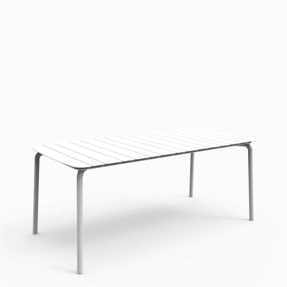 White outdoor dining table 